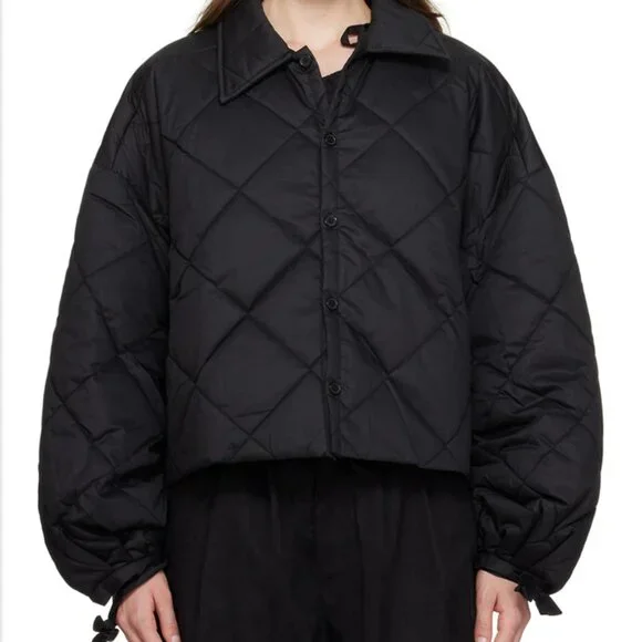 Deiji Studios - The Collared Quilt Coat - Black SM - Picture 4 of 6